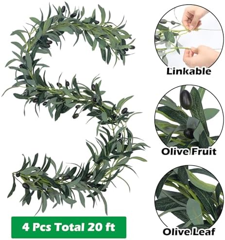 Giegxin 4 Pcs Artificial Leaf Vine Garland Olive Green Vine,20 Ft - Image 2