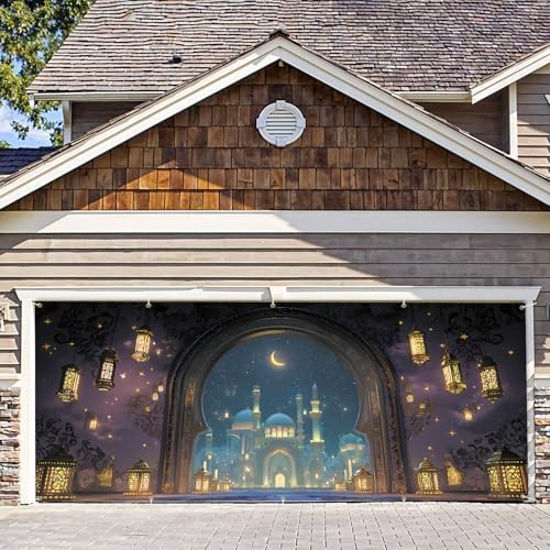 7 * 16FT Ramadan Garage Door Cover Decorations Ramadan Garage Door Banner for Outdoor Indoor Summer Party Photography Backdrop by ANNAQUEEN