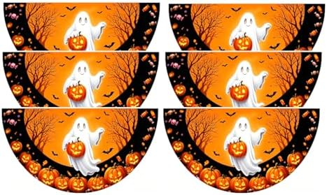 Halloween Half Fan Banner Decorative Flag, Ghost Pumpkin, 1.5X3FT 6-Pack by Unknown