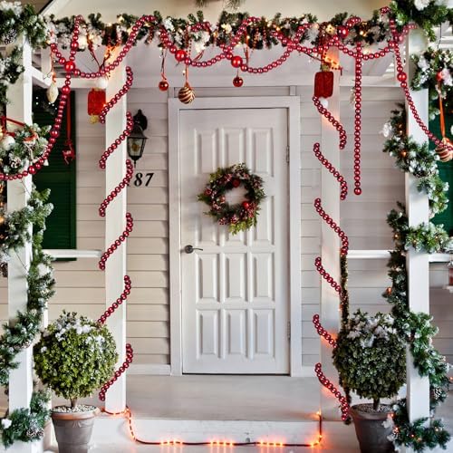 Bucherry 4 Pcs Christmas Wood Bead Garland 28.8 Feet, Red - Image 5