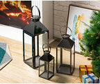MATICO Stainless Decorative Pinnacle Candle Lantern Set of 3, Hanging Decor Hurricane Lantern Candle Holder for Festival Ceremony Home Decor, Both Indoor & Outdoor Use, Black - Image 2
