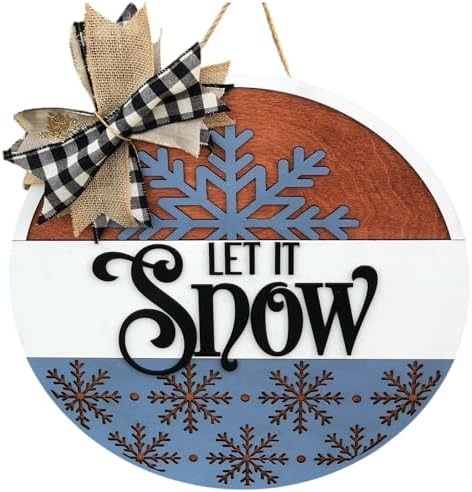 Wood front door sign Wood sign Home decor Welcome sign Sign for front door House warming gift Wedding gift (Let it Snow 1.0-DS084(NC) S002, 30" Width) by Unknown