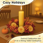 Fall Wreaths for Front Door Decor Artificial Flower, 20" Chrysanthemum - Image 7