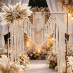 Boho Chic Macrame Curtain & Macrame Arch Bohemian Macrame Wedding Backdrop Decor Home Geometric Fiber Art Decor 59''W*78''L - Image 2