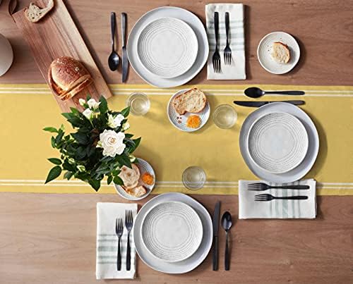 Smile Sunflower Yellow Table Runner, Burlap Table Runners 120 inches Long,Farmhouse Style Solid Color Table Runner for Wedding Holiday Party Dinner,Dresser Scarf Decor - Image 3
