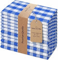 Urban Villa Cloth Napkins Cotton 20x20 (Set of 12) Blue Cheks by CottonTrends