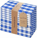Urban Villa Cloth Napkins Cotton 20x20 (Set of 12) Blue Cheks by CottonTrends