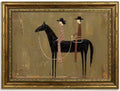 Gold Framed Black Horse Wall Art, Western Canvas Print, 16x12 by Qzzrin