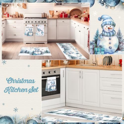 Bonuci 12 Pcs Christmas Kitchen Set Apron Table Runner Towel,Winter - Image 6