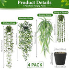 4Pcs Fake Hanging Plants Potted Artificial Plants Hanging Greenery Ivy Vine - Image 4