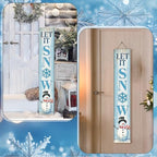 Menkxi Winter Snowman Porch Sign Blue Wooden Door Sign Let It Snow Porch with Snowflake Standing or Hanging Winter Sign for Indoor Outdoor Home Farmhouse Yard Decoration, 8 x 47 Inch - Image 5