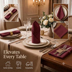 Urban Villa Cloth Napkins 100% Cotton Dinner Napkins Highly Absorbent 20x20 Inches (Set of 12) Maroon Colour Reusable Washable Soft Durable Premium Napkins Ideal for Home Wedding Parties - Image 3
