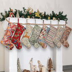 LUBOT Kilim Christmas Stockings Set of 8 Large Family Xmas Stocking 20" Handmade Boho Rustic Country Vintage Woven Stocking Fireplace Hanging Decor 8 Pack - Image 2
