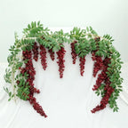 Encrypted Flower Vine Wisteria Artificial Garland Hanging (Wine Red, 2pcs) - Image 5