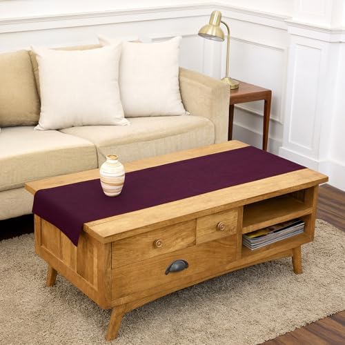 Solino Home 100% Pure Linen Table Runner Burgundy Woven, Athena 14 x 60 in by SolinoHome