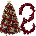 2 Pcs 9 ft Burgundy Velvet Christmas Ball Ornament Garland by Yuxung
