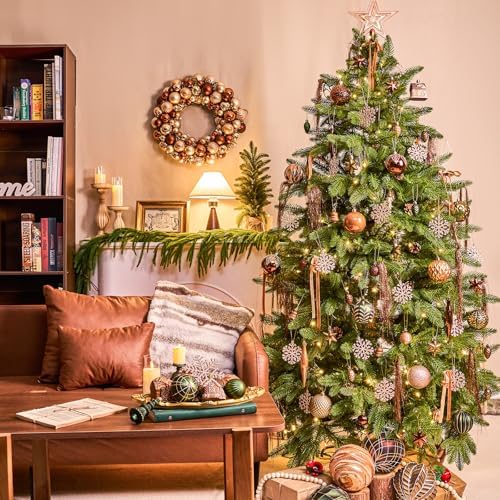 JORNOY 106Pcs Christmas Ornaments Set, Shatterproof Assorted Hanging Baubles Decorations Bulk for Christmas Tree Decorations Home Holiday Party Decor, Earth Tone - Image 6