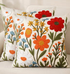 Embroidered Throw Pillow Covers 18x18 Inch, 2Pack, Flower Cluster by Kokaaee