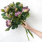 FiveSeasonStuff Vintage Purple Peonies – Realistic Artificial Silk Flowers with Dry-Look Petals, 6 Stems for Rustic Home & Wedding Floral Arrangements - Image 4