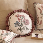 ISAENNE Designer Linen Throw Pillow Cover,Set of 2,Diameter 16"-Helena D - Image 2