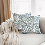 Ridhi Block Print Columbia Blue Cotton Pillow Cover 20" x 20" Set of 2 - Image 2