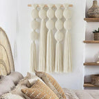 Jakalin Macrame Wall Hanging Boho Tassel White Fiber Wall Art 19.6"x15.7" - Image 4