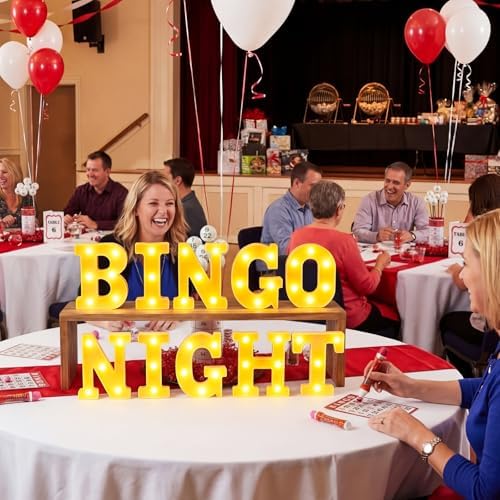 Honoson 10 Pcs Bingo Night Decorations Lights up Sign 6.42 Inch - Image 4