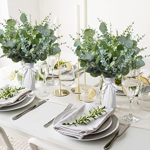 Tigeen 150 Pcs Artificial Eucalyptus Stems, 2 Styles Faux Greenery Leaves with Silver Dollar and Small Leaf Sprays for Wedding Bouquet DIY Floral Arrangements, Centerpieces, Home Decor (Green) - Image 4