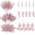 75 Pcs Christmas Glitter Tree Picks 3 Styles Berry Stems, Light Pink by Craftsatin
