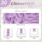 30 Pack Lavender Cheesecloth Table Runner 17 x 108 inch Cheese Cloth Table Runners 9ft Lavender Table Runner Rustic Romantic Sheer Gauze Runner for Wedding Party Baby Shower Table Decoration - Image 2