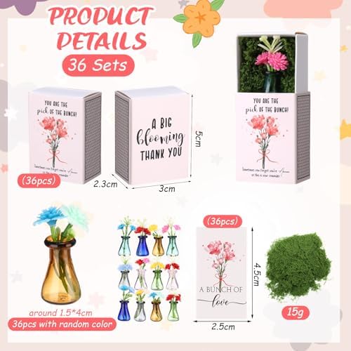 Wonderjune 36 Sets Mini Flower Thank You Gifts Bulk for Women, Mix Color - Image 2