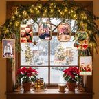 Qunclay 6 Pcs 2.5 x 3.5” 2 x 3 Christmas Brass Picture Frame Ornaments Octagonal Rectangular Christmas Metal Double Glass Hanging Photo Frame with Metal Chain for Xmas Tree Decorations(Gold) - Image 5