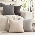 Set of 4 Soft Textured Decorative Throw Pillow Covers 18x18 Inch Cozy Farmhouse Cushion Cover Square Accent Pillow Cases for Bed Couch Sofa Living Room, Grey Series - Image 2