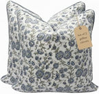 Floral Pillow Covers Blue Set of 2 Pillow Covers 24 x 24 inches Farmhouse Pillow Covers for Couch Bed Bedroom Living Throw Pillow Covers Boho Decorative Pillow Home Decor for Spring by LineandLoop