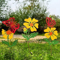 3-Pack Metal Flowers for Outside, 30-Inch Metal Yard Art by AddtoCart