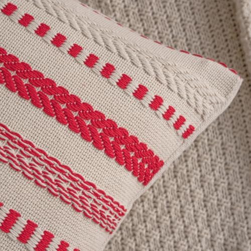 Cethom Red Boho Decorative Christmas Pillow Covers 22x22 Inch Set of 2 - Image 4