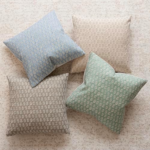 Foindtower Decorative Floral Print Throw Pillow Covers 22×22 Powder Blue - Image 5