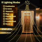 Glooglitter Ramadan Mubarak Eid Moon Star Lights Outdoor Decor 11.5ft Warm LED Waterfall Lights Extension Cord USB Powered for Tree Outside Yard Garden Patio Wall Porch Decorations - Image 3