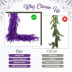 N&T NIETING Christmas Garland Norfolk Pine Garland Real Touch Artificial Christmas Purple Xmas Garland for Mantle, Table Holiday Fireplace Staircase Indoor Outdoor Christmas Decorations (9 FT) - Image 4