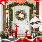 Christmas Wreaths for Front Door Decor Flower, 20" Xmas Berries - Image 3