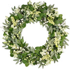 Vlorart 32 Inch Artificial Spring Summer Greenery Christmas Wreaths for Front Door Green Eucalyptus Leaf Wreath Decor Boxwood with Big Berries for Farmhouse Outside Year Round by Vlorart