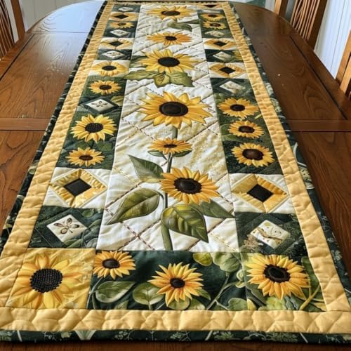 Quilted Table Runner 3D Floral Home Decor for Dining Table (H01,14x72) by SodaMeow