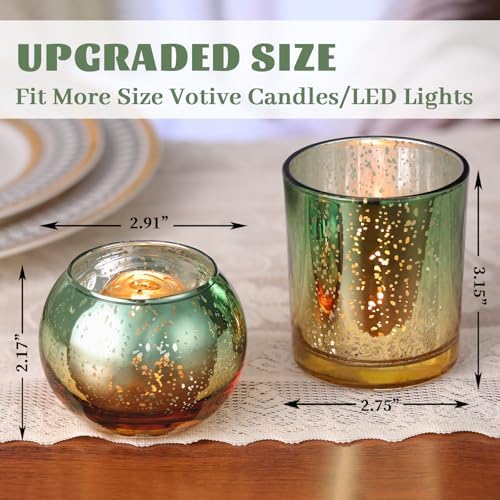 Volens 30pcs Assorted Green Votive Candle Holders Bulk, Large Glass Votives - Image 2