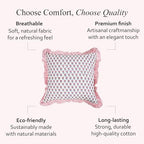 CPC Pink Sapphire Ruffle Throw Pillow Covers for Couch, 20x20 Inch Cotton Stripe Ruffle Couch Pillows for Living Room, Hidden 16 Inch Zipper Boho Pillow Case or Cute Outdoor Pillows - Image 6