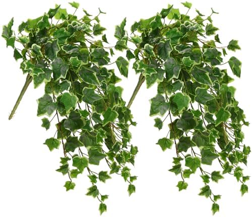 Hollyone 2pcs Artificial Hanging Plants 24" Fake Ivy Vine Faux Ivy Leaves Hanging Plant Greenery for Wall House Room Patio Indoor Outdoor Home Shelf Office Wedding Decor by Hollyone