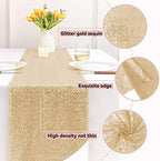 Sugargirl 10 Packs 12 x 72 inches Sequin Table Runner, Glitter Champagne Table Runner for Birthday Party Supplies Wedding Holiday Celebration Event Decorations - Image 3