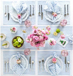 Solino Home 100% Pure Linen Table Runner, 14 x 156 in, Blue, Amalfi Stripe - Image 3