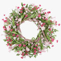 26" Spring Wreaths for Front Door Artificial Floral Wreath with Wildflowers Portulaca CHEAWRTZ Summer Easter Decorations for Indoor Outdoor Window Wall Farmhouse Porch Home Decor Cherry Blossom Pink by CHEAWRTZ