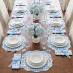 Breling 6 Set Gingham Placemat 17" x 13" Cotton Linen Placemat, Blue - Image 6