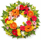 zjlmit 20 Inch Spring Wreath for Front Door, Artificial Silk Flower Wreath on Grapevine Base with Orange Rose-Style Blooms, Multicolor Floral Accents and Greenery, Indoor Wall Entryway Decor by zjlmit